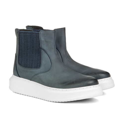 Alameda - Slip-On Rehaussantes en Cuir Tamponné à la main de 6 cm à 8 cm en plus