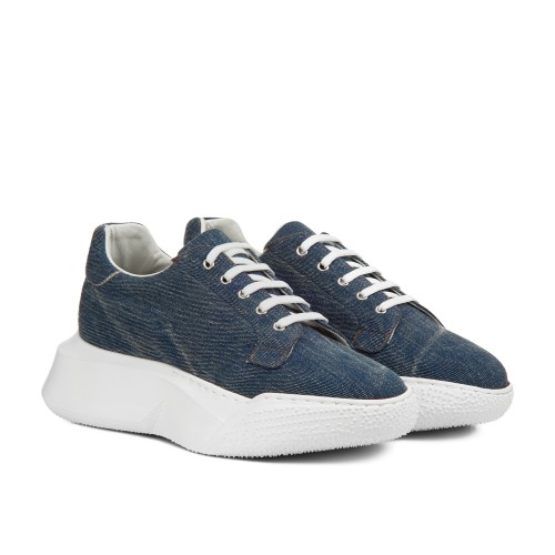 Griante - Baskets Rehaussantes en Tissu Denim de 6 cm à 10 cm en plus