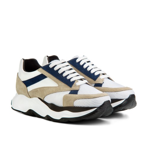 Sutri - Baskets Rehaussantes en Mélange cuirs/tissu de 6 cm à 11 cm en plus