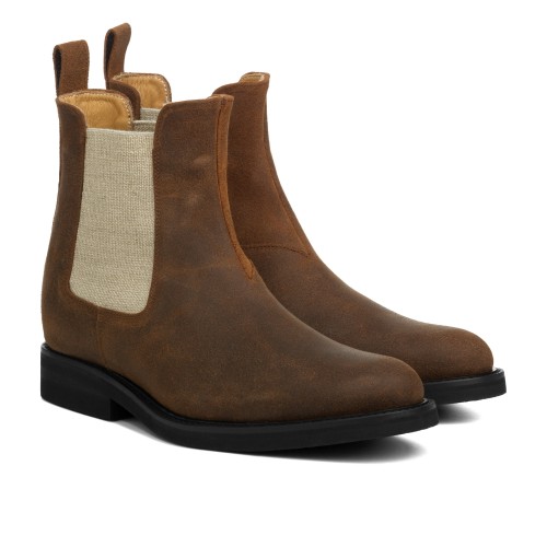 Yuma - Chelsea Boots Rehaussantes en Cuir Ciré de 6 cm à 10 cm en plus