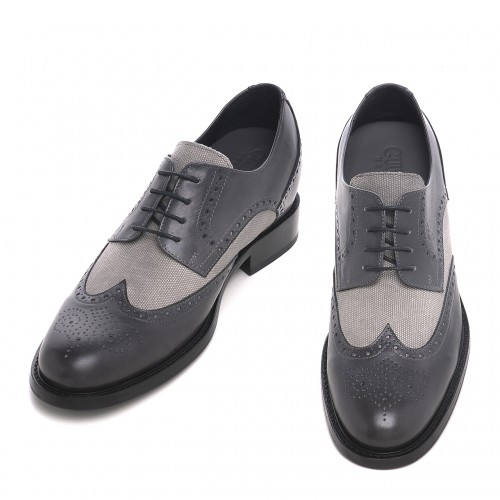 Cremona - Classiques chaussures rehaussantes en Mélange cuir/tissu de 6 cm à 8 cm en plus