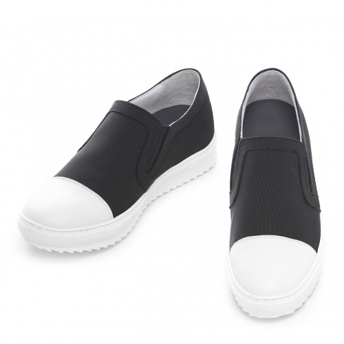 Swansea - Slip-Ons rehaussants en Mélange cuir/tissu jusqu'à 6 cm en plus