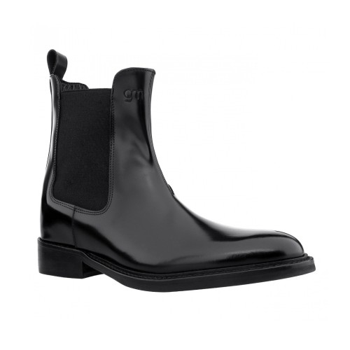 Chelsea Black - Bottes rehaussantes en Cuir Brossé de 6 cm à 8 cm en plus