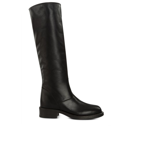 Jasmine Black W - Bottes rehaussantes en Cuir de 6 cm à 8 cm en plus