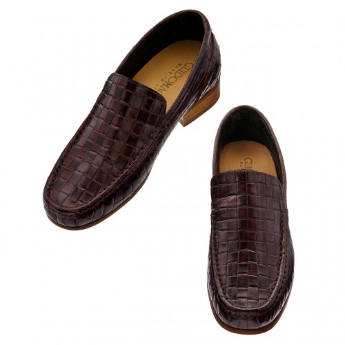 Manama - Mocassins rehaussants pour homme en Cuir avec Motif Tressé jusqu'à 6 cm en plus