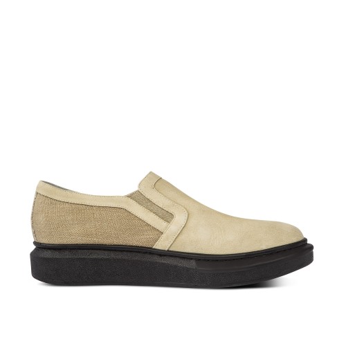 Tierra - Slip-Ons rehaussants en mix Cuir/Tissu jusqu'à 6 cm en plus