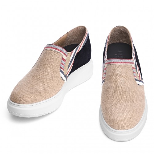 Gijón - Slip-Ons rehaussants en Mélange cuir/tissu jusqu'à 6 cm en plus