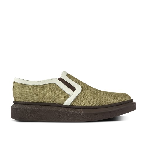 Agarthi - Slip-Ons rehaussants en mix Cuir/tissu jusqu'à 6 cm en plus