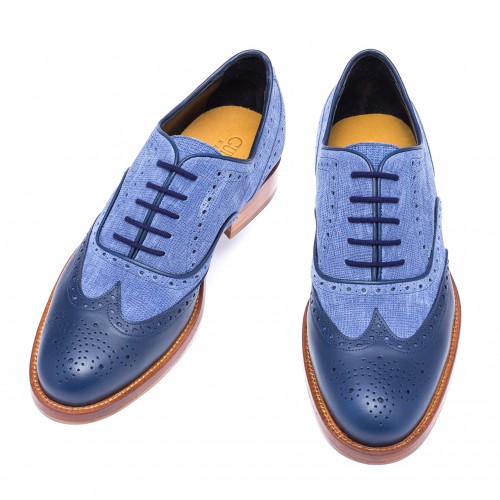Leicester - Classiques chaussures rehaussantes en Mélange cuir/tissu de 6 cm à 8 cm en plus