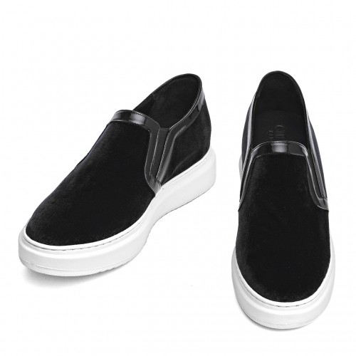 Santander - Slip-Ons rehaussants en Mélange cuir/tissu jusqu'à 6 cm en plus