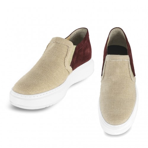 Conero - Slip-Ons rehaussants en Mélange cuir/tissu jusqu'à 6 cm en plus